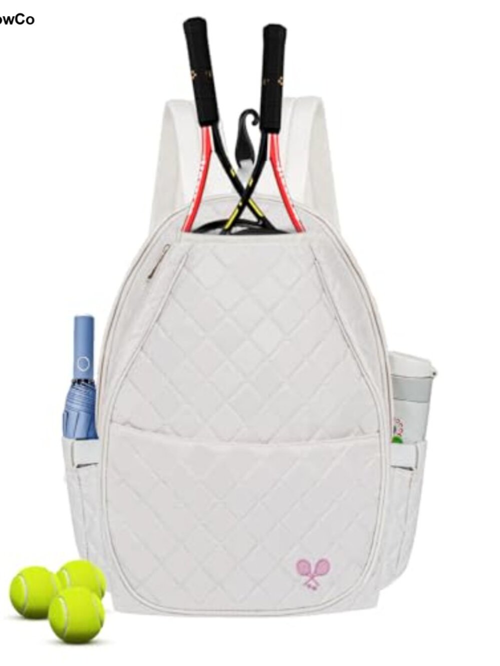 Waterproof Quilted Tennis Backpack for Women, Pickleball Paddle Racket Bag with